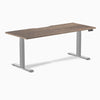 Almost Perfect Desky Dual Scalloped Melamine Sit Stand Desk-Natural Walnut Desky®