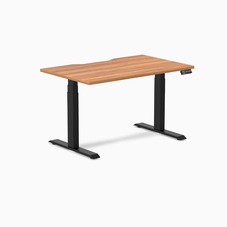 Electric dual scalloped melamine sit stand desk Prime oak - Desky