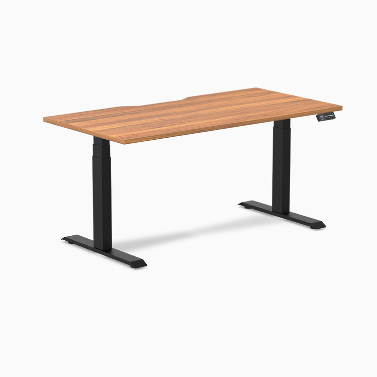 Electric dual scalloped melamine sit stand desk Prime oak - Desky