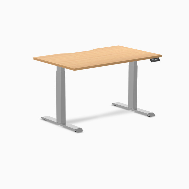 Almost Perfect Desky Dual Scalloped Melamine Sit Stand Desk-Select Beech Desky®