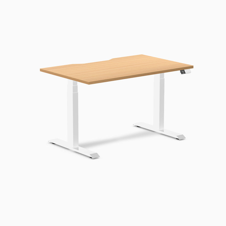 Almost Perfect Desky Dual Scalloped Melamine Sit Stand Desk-Select Beech Desky®