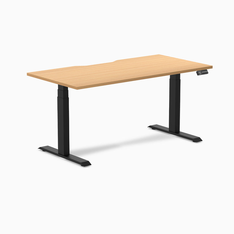 Almost Perfect Desky Dual Scalloped Melamine Sit Stand Desk-Select Beech Desky®