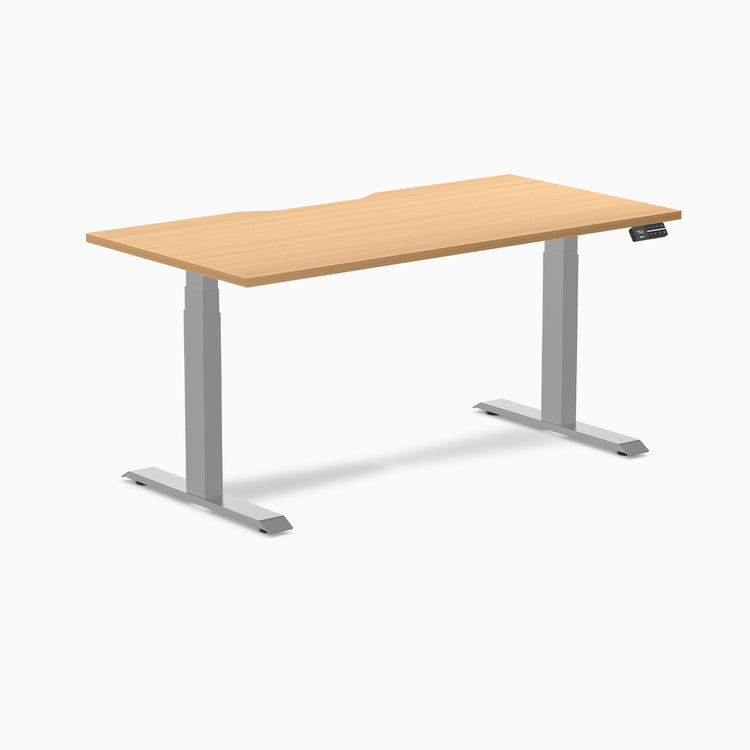 Almost Perfect Desky Dual Scalloped Melamine Sit Stand Desk-Select Beech Desky®