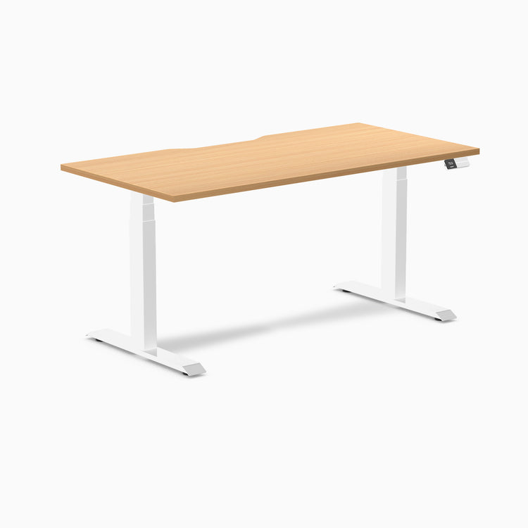 Almost Perfect Desky Dual Scalloped Melamine Sit Stand Desk-Select Beech Desky®