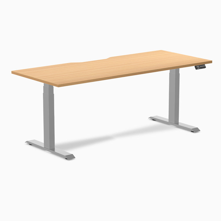 Almost Perfect Desky Dual Scalloped Melamine Sit Stand Desk-Select Beech Desky®