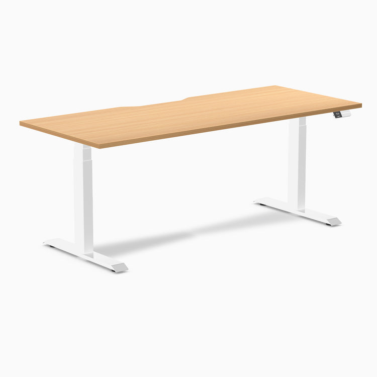 Almost Perfect Desky Dual Scalloped Melamine Sit Stand Desk-Select Beech Desky®