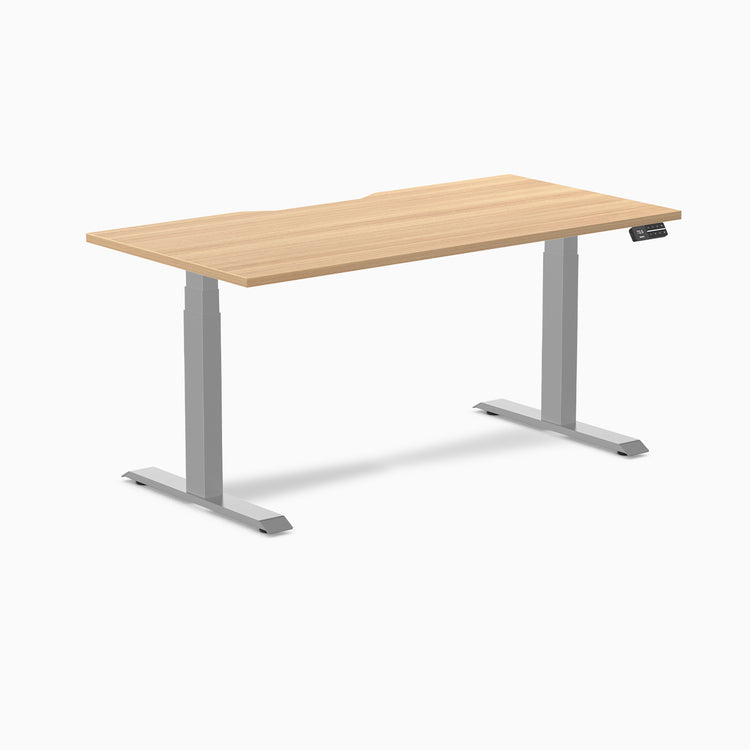 Almost Perfect Desky Dual Scalloped Melamine Sit Stand Desk-Sublime Teak Desky®