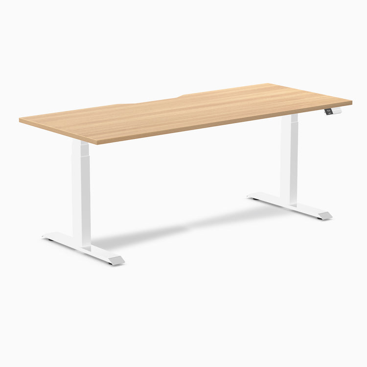 Almost Perfect Desky Dual Scalloped Melamine Sit Stand Desk-Sublime Teak Desky®