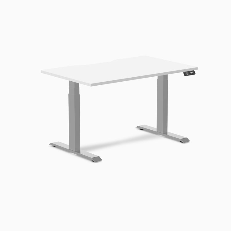 Almost Perfect Desky Dual Scalloped Melamine Sit Stand Desk-White Desky®