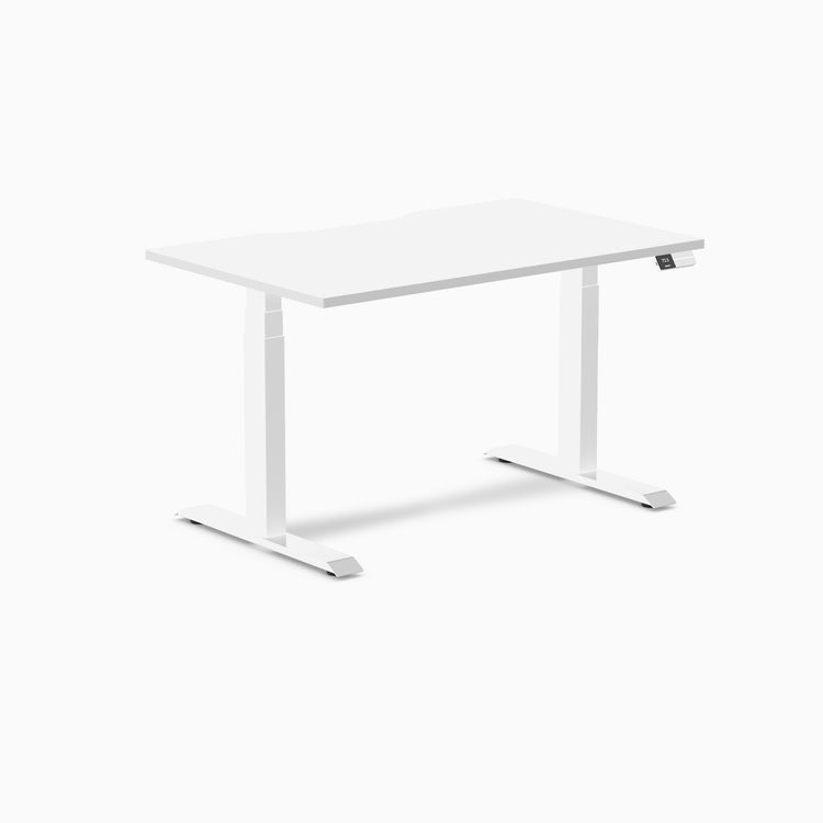 Almost Perfect Desky Dual Scalloped Melamine Sit Stand Desk-White Desky®