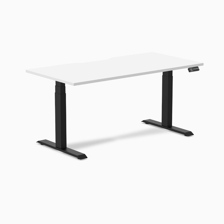 Almost Perfect Desky Dual Scalloped Melamine Sit Stand Desk-White Desky®