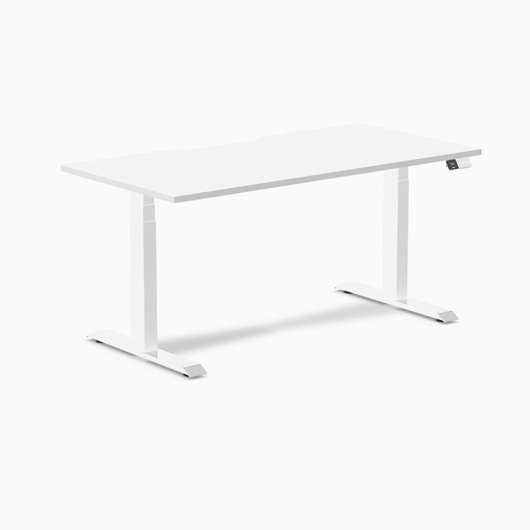 Electric dual scalloped melamine sit stand desk White - Desky