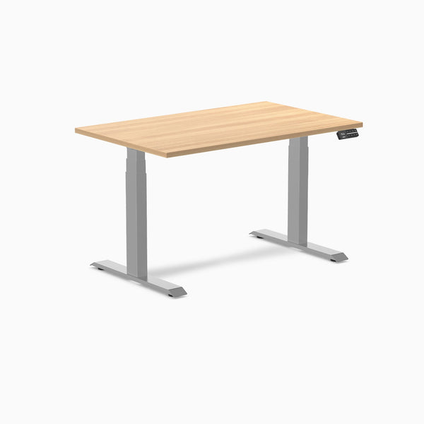 Desky Dual Melamine Sit Stand Desk-Dual Desks-Desky-Sublime Teak-1200x750mm-Grey-Desky® Australia