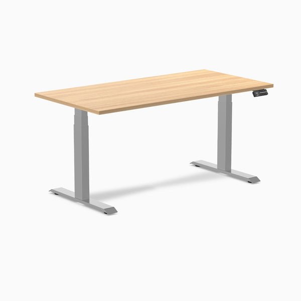 Desky Dual Melamine Sit Stand Desk-Dual Desks-Desky-Sublime Teak-1500x750mm-Grey-Desky® Australia