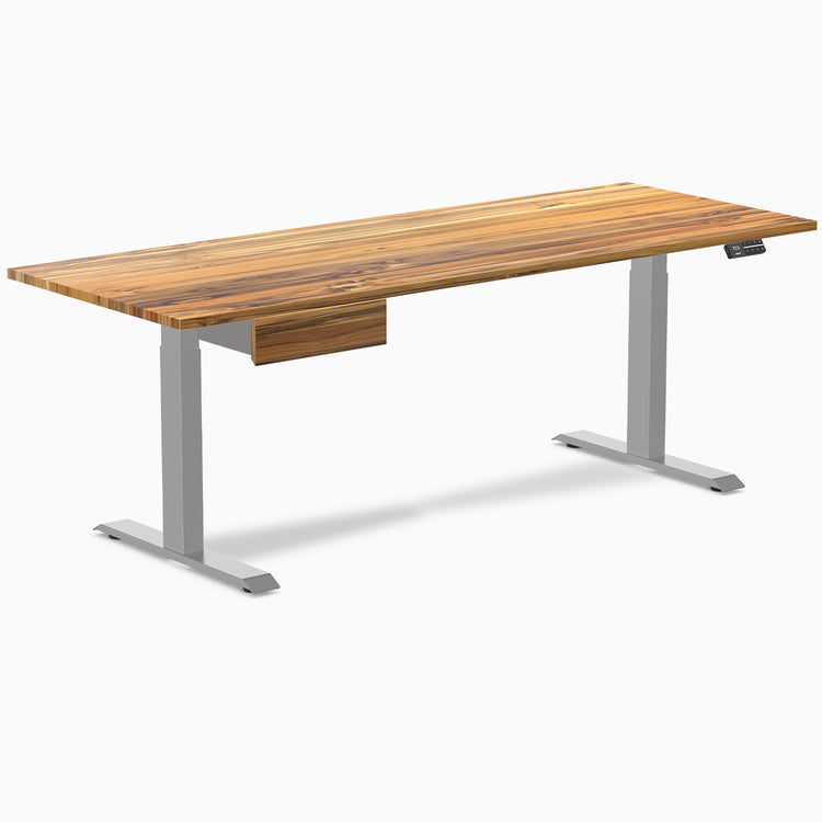 Electric dual standing desk hardwood with drawer Teak - Desky