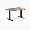 Almost Perfect Desky Dual Resin Hardwood Sit Stand Desk-Teak blue Desky®