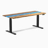 Electric resin hardwood sit stand desk Teak blue river - Desky