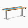 Almost Perfect Desky Dual Resin Hardwood Sit Stand Desk-Teak blue Desky®