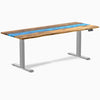 Almost Perfect Desky Dual Resin Hardwood Sit Stand Desk-Teak blue Desky®