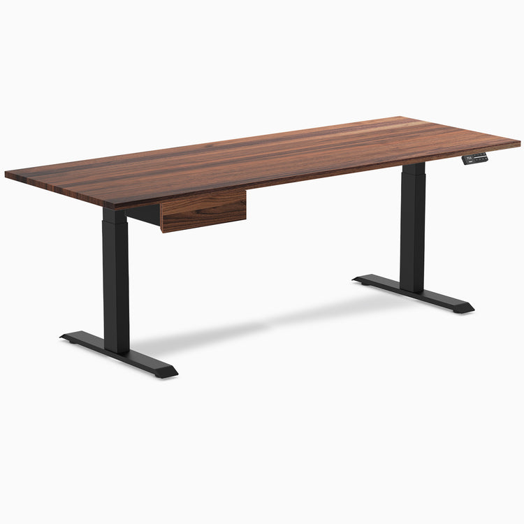 Electric dual standing desk hardwood with drawer Walnut - Desky