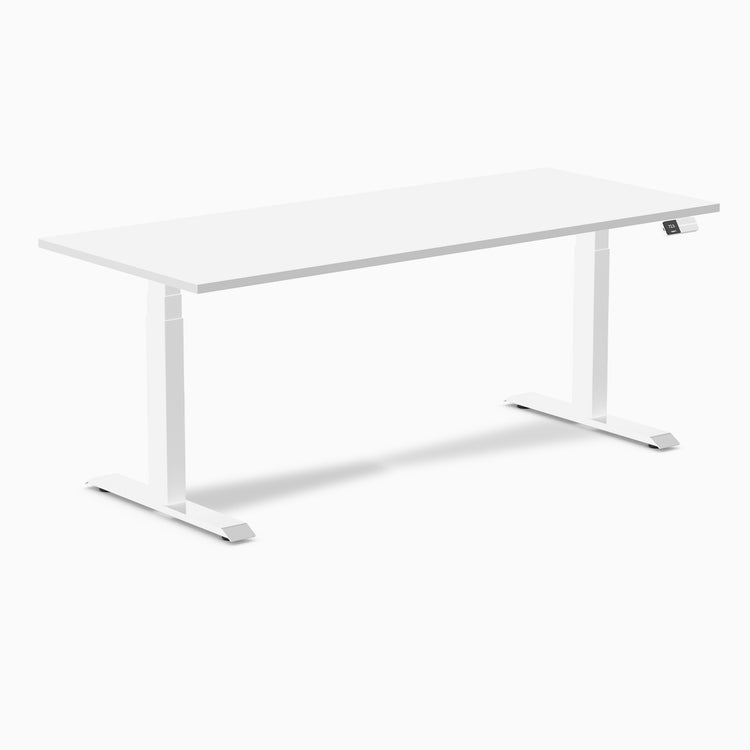 Electric Dual melamine sit stand desk white desktop - Desky