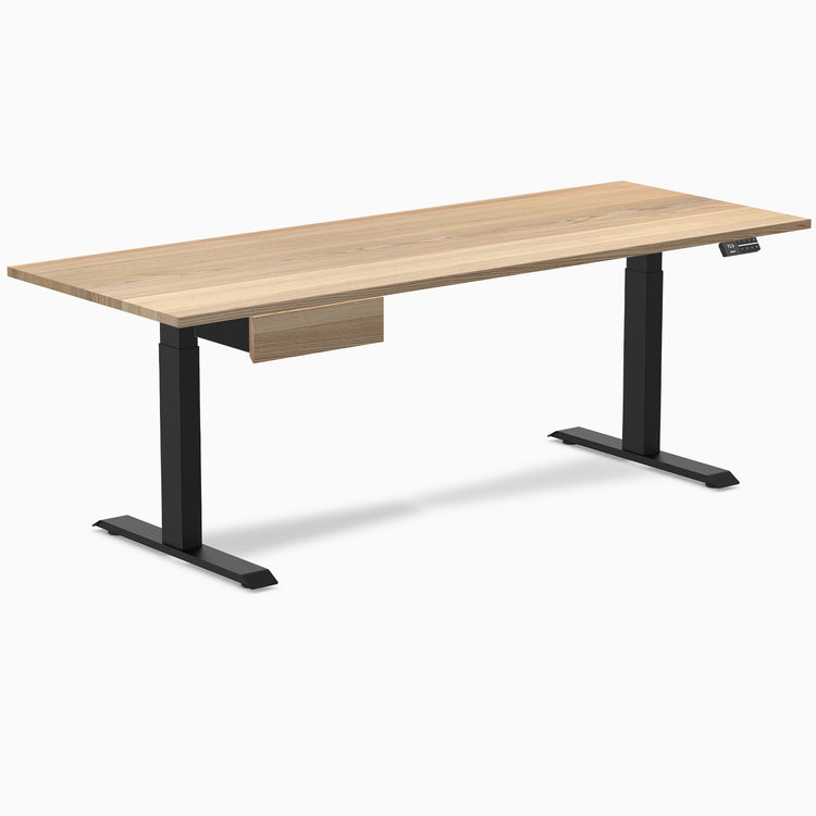 Electric dual standing desk hardwood with drawer White Ash - Desky