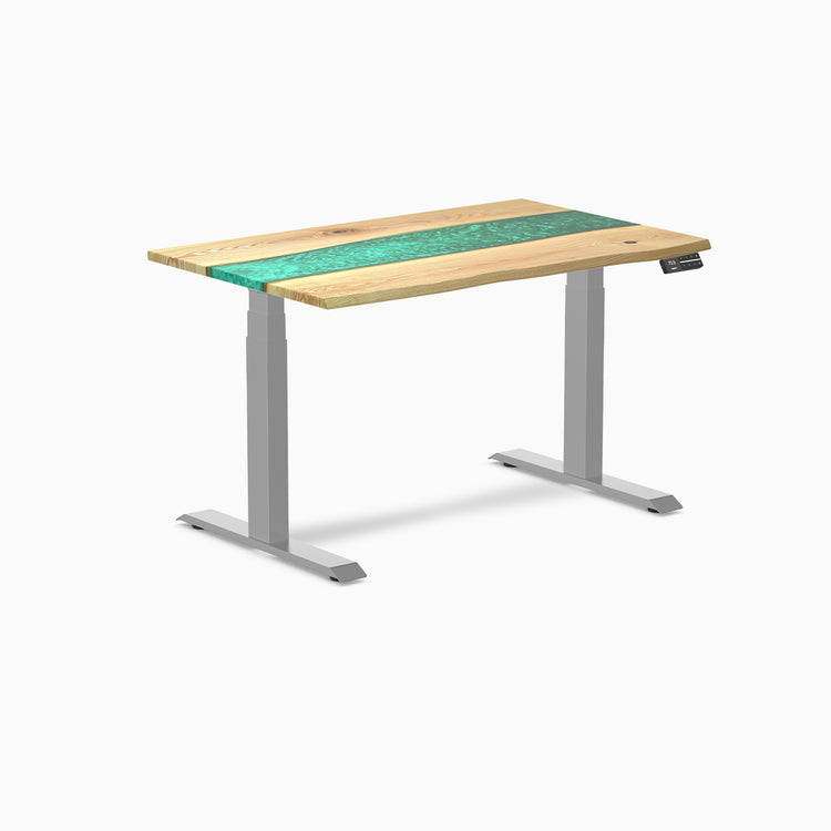 Almost Perfect Desky Dual Resin Hardwood Sit Stand Desk-White ash emerald Desky®