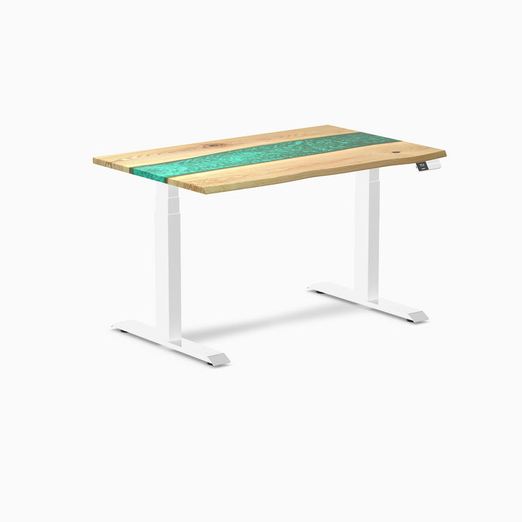 Almost Perfect Desky Dual Resin Hardwood Sit Stand Desk-White ash emerald Desky®