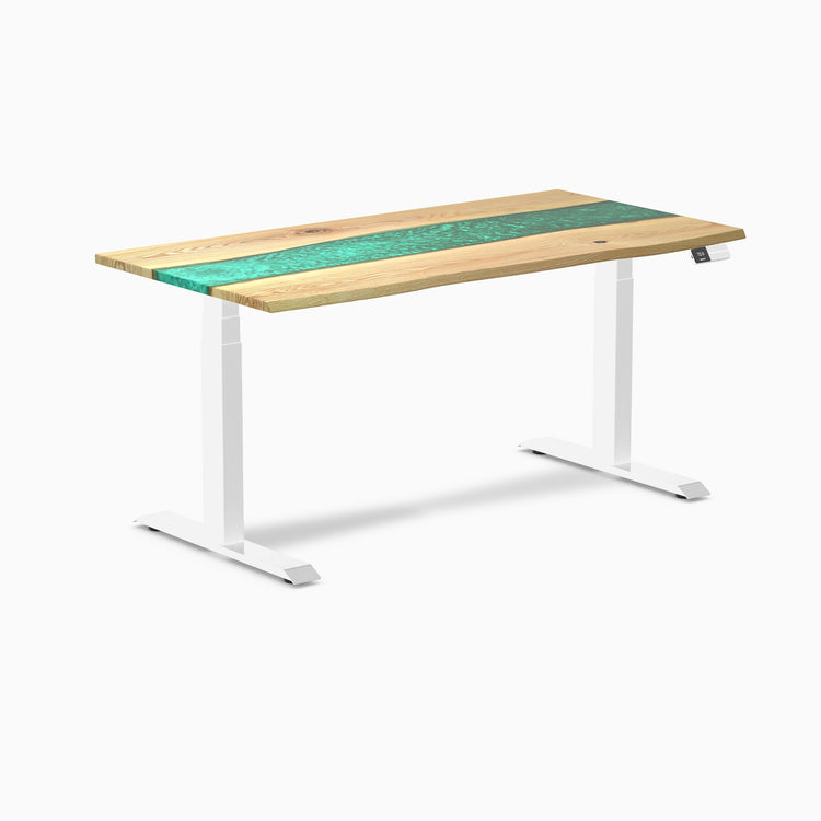 Electric resin hardwood sit stand desk white ash river - Desky