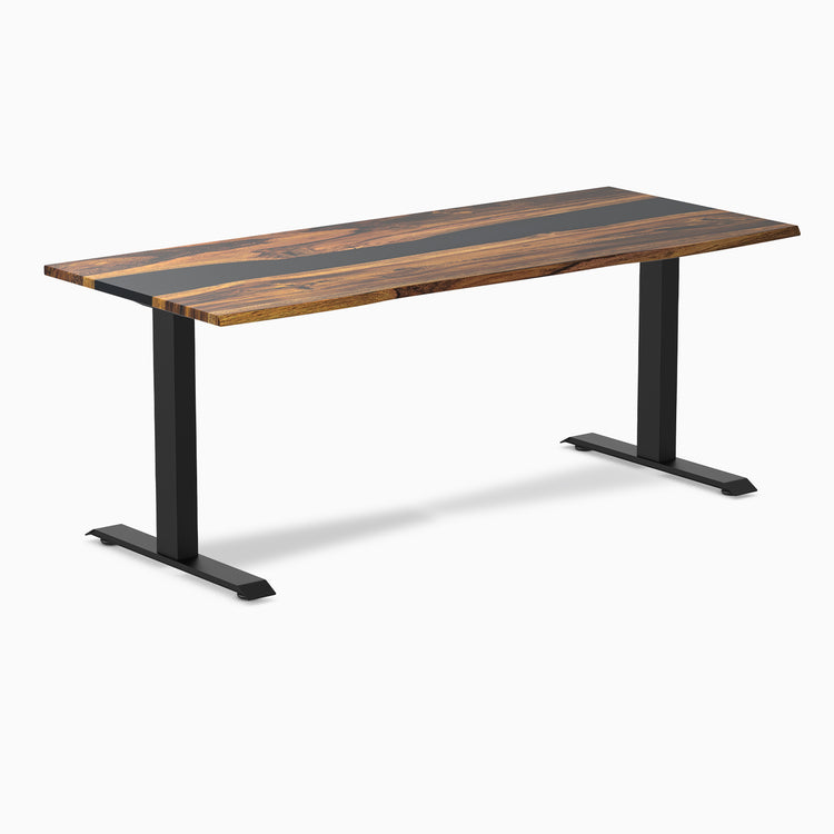 Almost Perfect Desky Dual Resin Hardwood Sit Stand Desk-Pheasantwood Navy Desky®