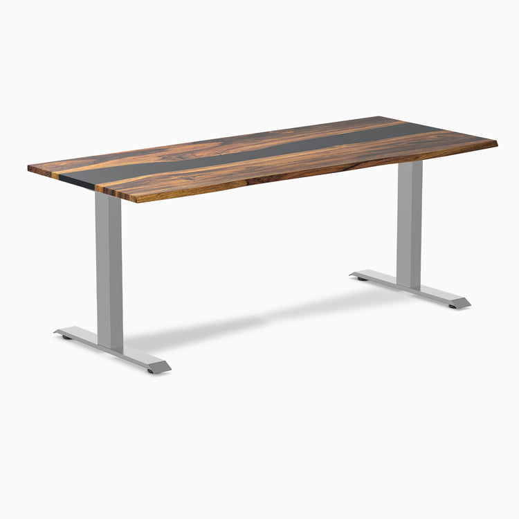 Almost Perfect Desky Dual Resin Hardwood Sit Stand Desk-Pheasantwood Navy Desky®