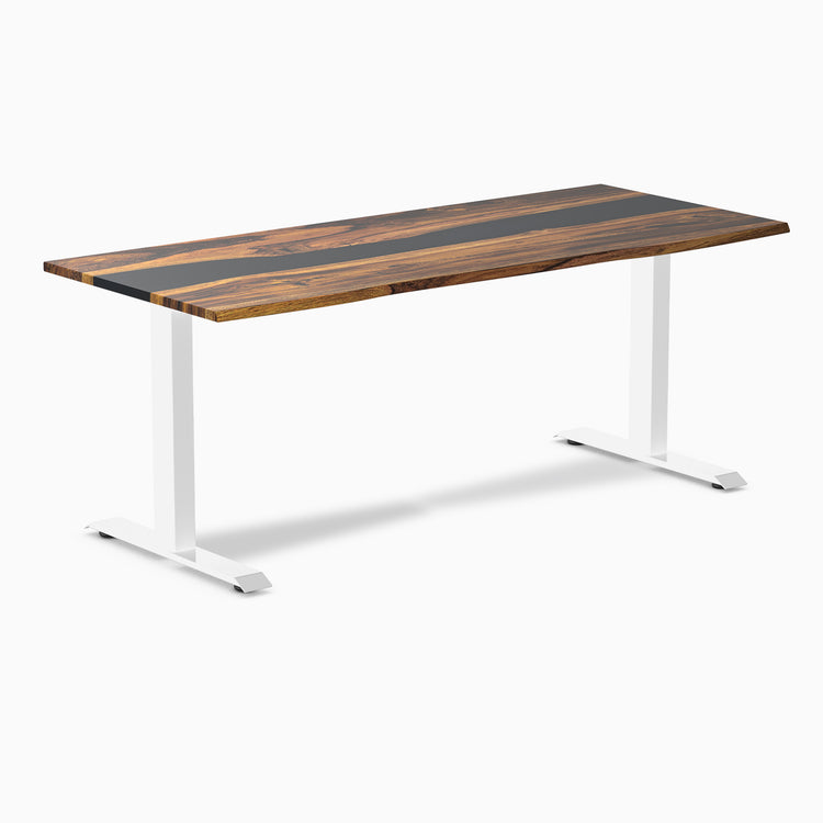 Almost Perfect Desky Dual Resin Hardwood Sit Stand Desk-Pheasantwood Navy Desky®