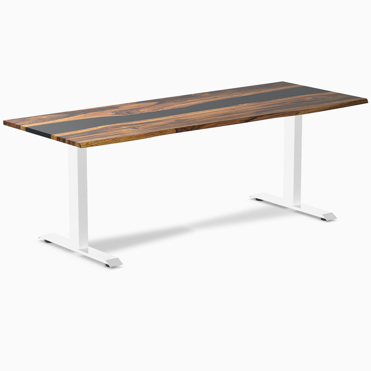 Almost Perfect Desky Dual Resin Hardwood Sit Stand Desk-Pheasantwood Navy Desky®