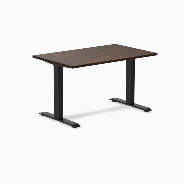 zero rubberwood fixed office desk dark walnut - Desky