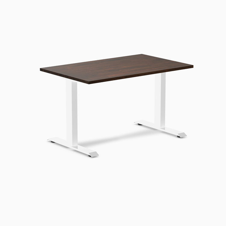 zero rubberwood fixed office desk dark walnut - Desky