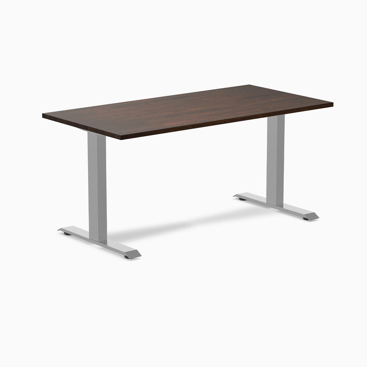 zero rubberwood fixed office desk dark walnut - Desky