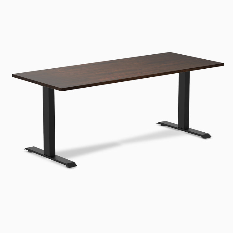 zero rubberwood fixed office desk dark walnut - Desky