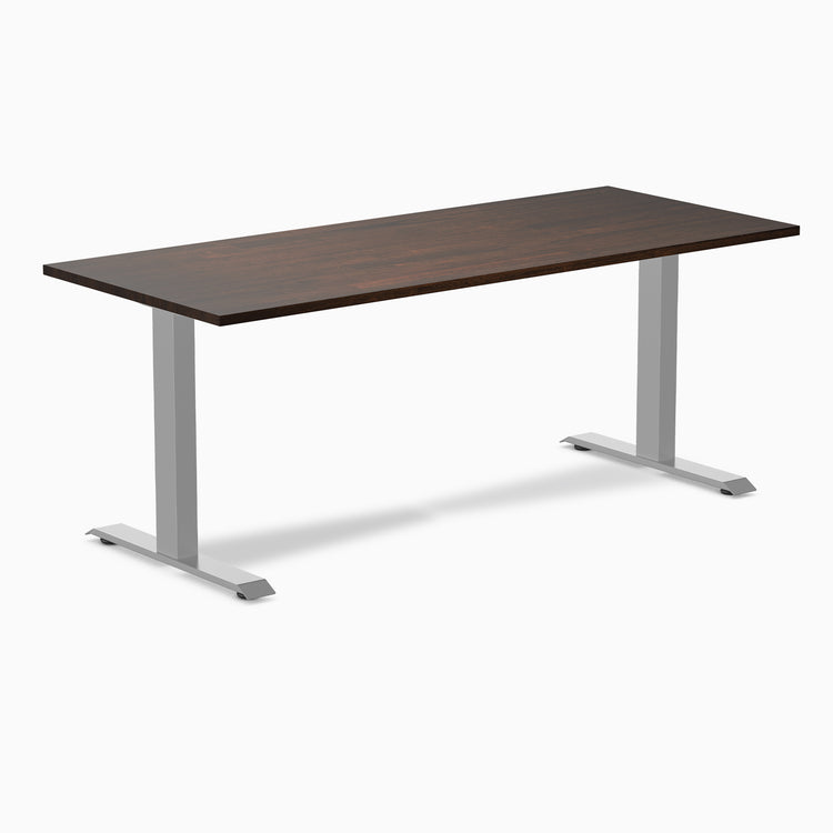 zero rubberwood fixed office desk dark walnut - Desky