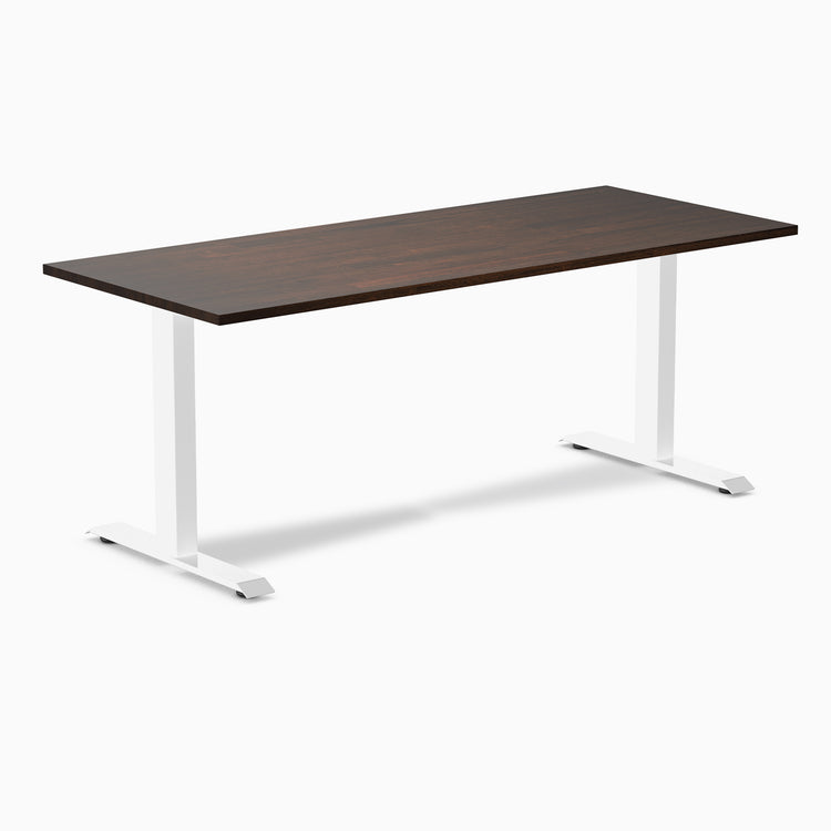 zero rubberwood fixed office desk dark walnut - Desky