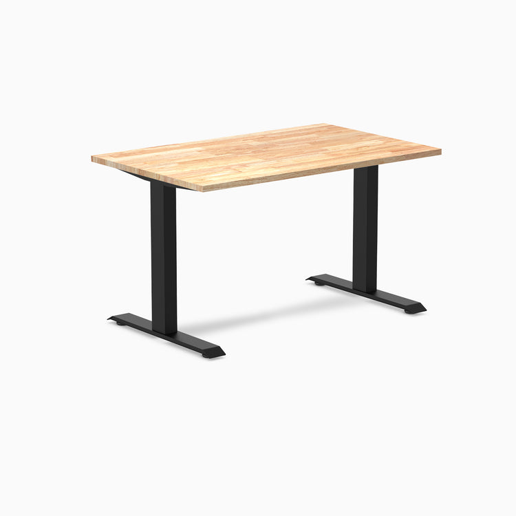 zero rubberwood fixed office desk natural rubber - Desky