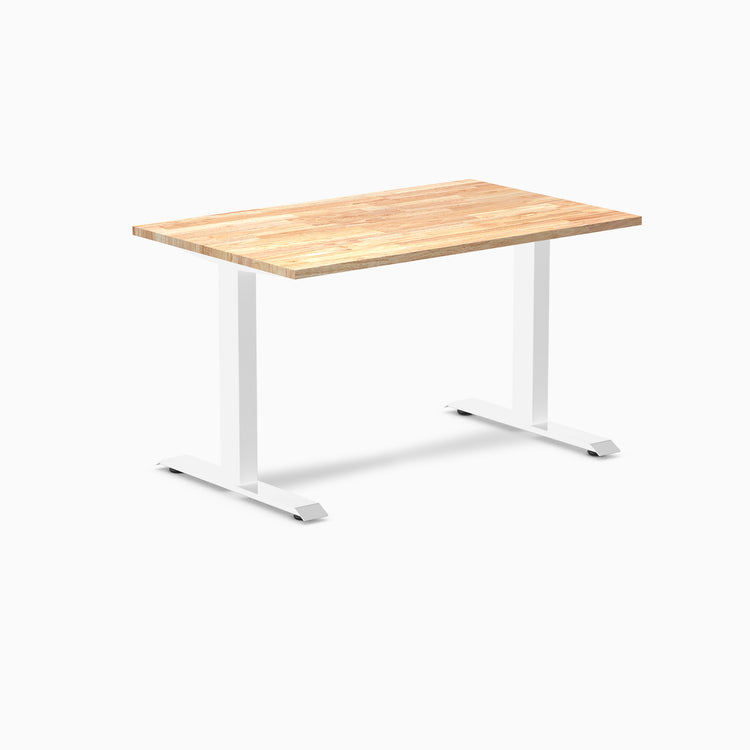 zero rubberwood fixed office desk natural rubber - Desky