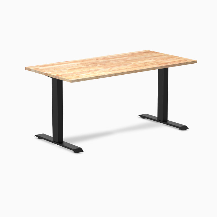 zero rubberwood fixed office desk natural rubber - Desky