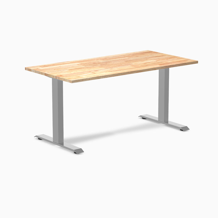 zero rubberwood fixed office desk natural rubber - Desky