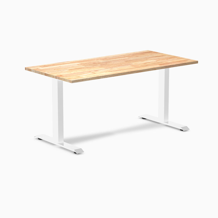 zero rubberwood fixed office desk natural rubber - Desky