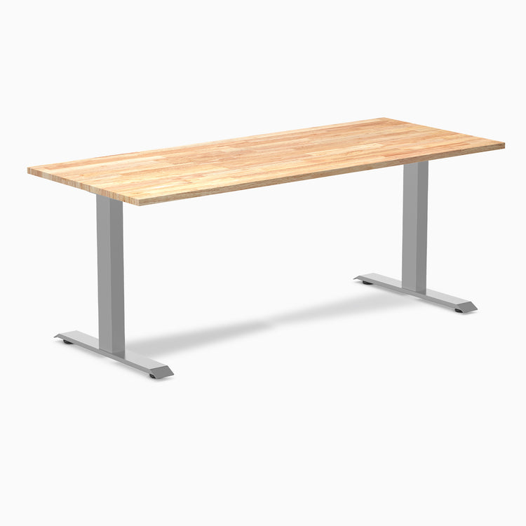 zero rubberwood fixed office desk natural rubber - Desky