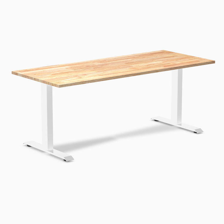 zero rubberwood fixed office desk natural rubber - Desky