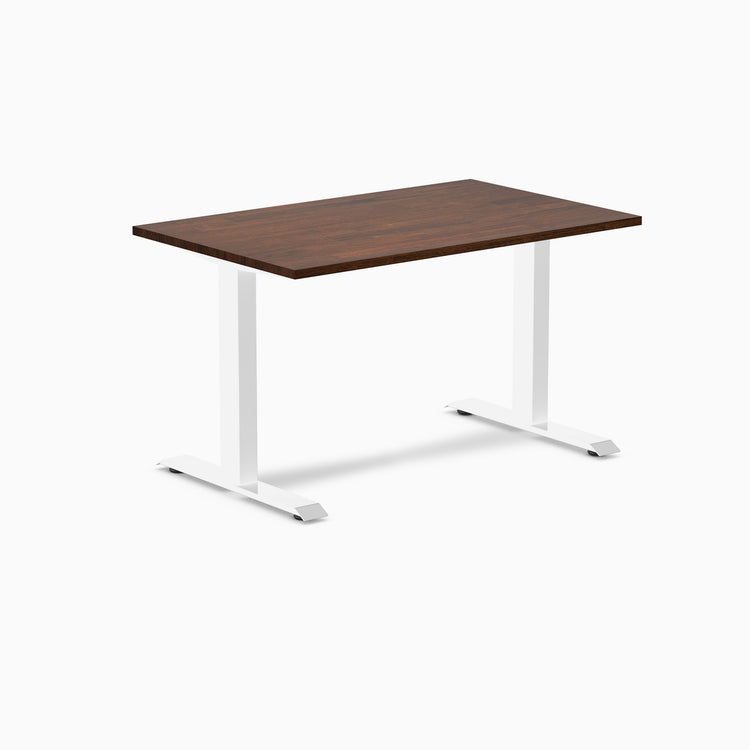 zero rubberwood fixed office desk red walnut - Desky