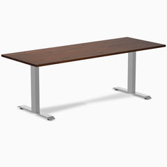 zero rubberwood fixed office desk red walnut - Desky
