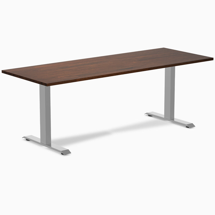 zero rubberwood fixed office desk red walnut - Desky