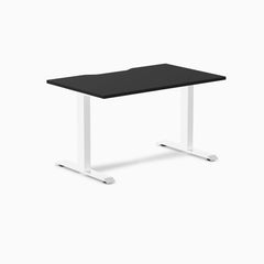 Zero scalloped fixed office desk black melamine - Desky